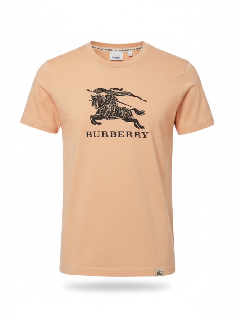 Burberry Girls Logo Graphic Tee - Orange & Black Cotton Crew Neck - Size S